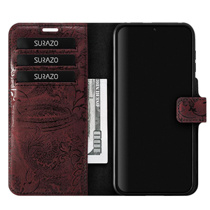 Wallet case RFID Premium - Ornament Burgund